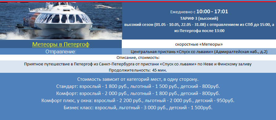 Экскурсии на метеорах в Петергоф из Санкт-Петербурга