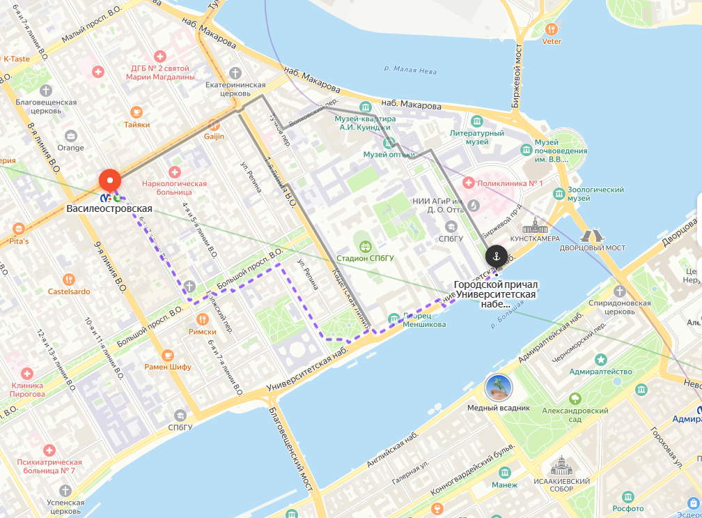 причал на Университетской набережной 13