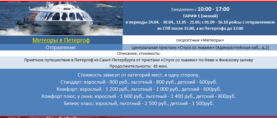 Экскурсии на метеорах в Петергоф из Санкт-Петербурга