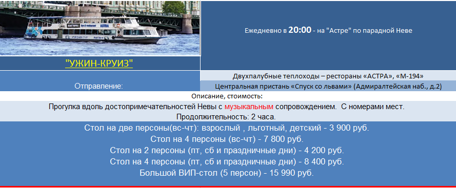 Вечерние экскурсии по рекам и каналам Санкт-Петербурга на теплоходах, прогулки на катере по каналам 